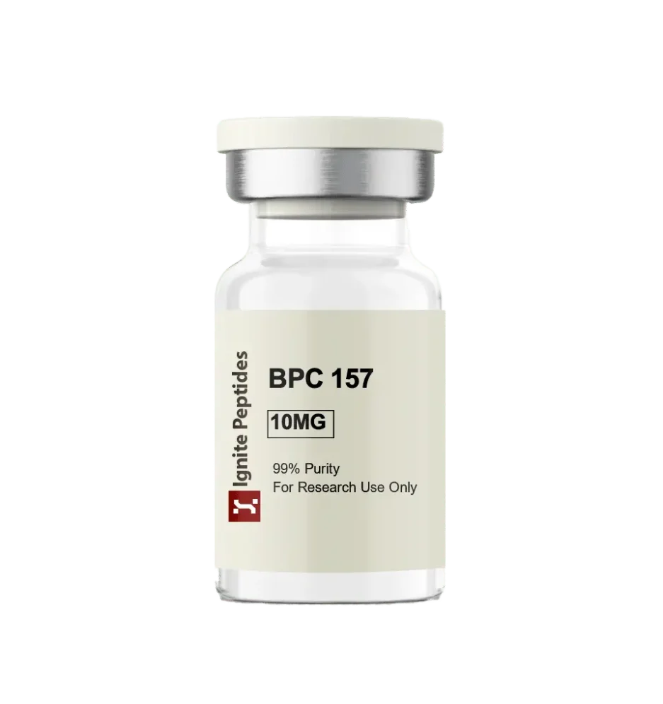 Buy BPC 157 10MG peptide vial from Ignite Peptides, labeled for research use only