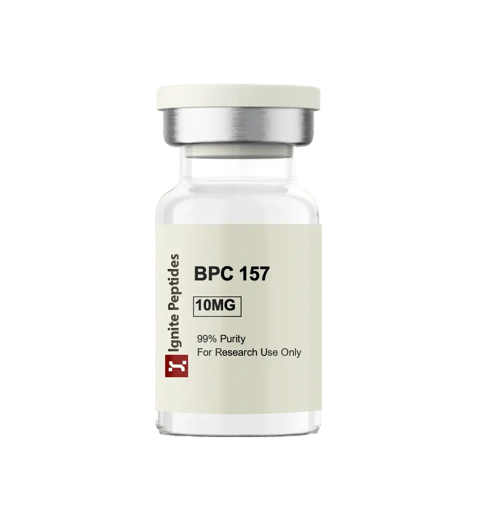 Buy BPC 157 10MG peptide vial from Ignite Peptides, labeled for research use only