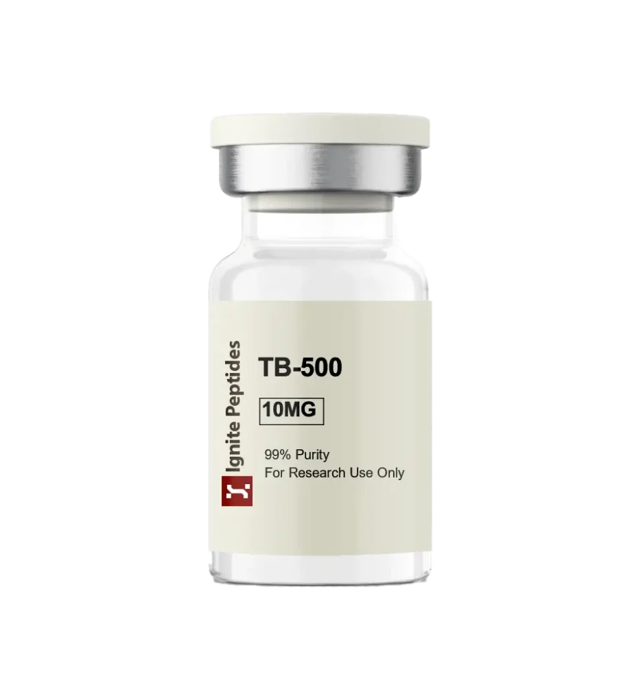 5mg vial of TB-500 peptide (Thymosin Beta-4) for laboratory research on tissue repair and regeneration.