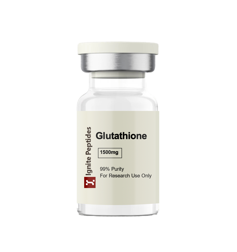 A 1500mg Glutathione vial from Ignite Peptides labeled for research use only with 99% purity.